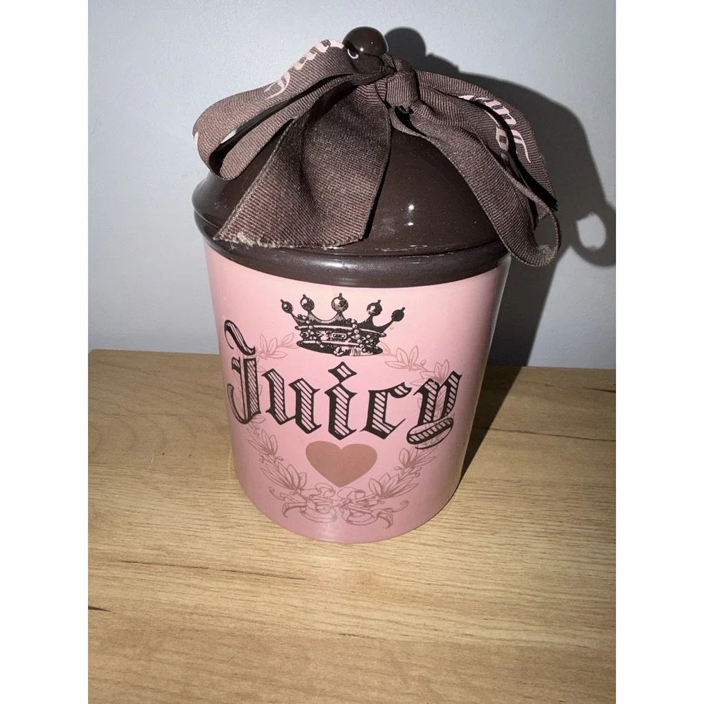 JUICY COUTURE COOKIE/DOG TREAT JAR PINK BROWN Y2K RARE HTF NO CHIPS